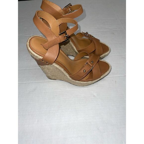 Madison Harding Espadrille Brown Leather Wedges Size 9 A36‎ - Picture 3 of 8